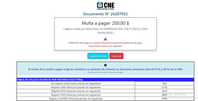 La multa es trucha y los estafadores clonaron el diseño de la página oficial de la Cámara Nacional Electoral. Foto: MDZ