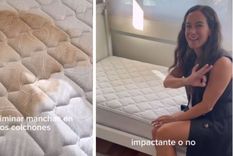 Este es el truco de TikTok para sacar las manchas del colchón Foto: Captura del video de TikTok