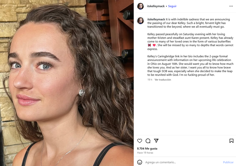 El anuncio que compartieron en su cuenta de Instagram. Foto: captura de pantalla Instagram/ @itskelleymack. El anuncio que compartieron en su cuenta de Instagram. Foto: captura de pantalla Instagram/ @itskelleymack.
