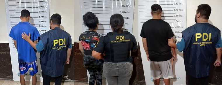 Los tres hermanos detenidos sospechados de coaccionar en el homicidio del niño en Guaymallén. Foto: Policía de Mendoza