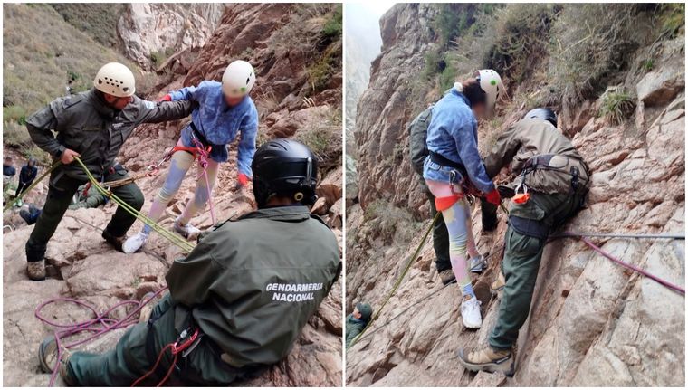 Las tareas del Grupo Especial de Alta Montaña en el Chorro de la Vieja. Foto: Gentileza.