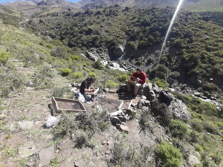 Trabajos de campo en Cordón del Plata. Trabajos de campo en Cordón del Plata. 
