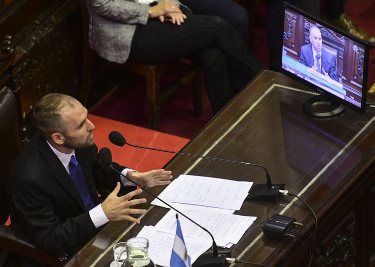 El ministro de Economía, Martín Guzmán, en el Congreso. Foto: Télam