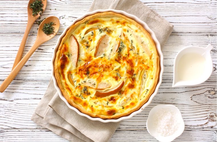 Quiche de peras y queso azul Una receta exquisita para hacer en pocos minutos Foto: Shutterstock