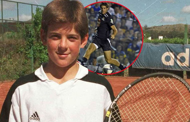 Del Potro, con 12 años, cuando prefirió el tenis sobre el fútbol. Ya de grande se dio el lujo de jugar en la Bombonera, en la despedida de su ídolo Palermo.