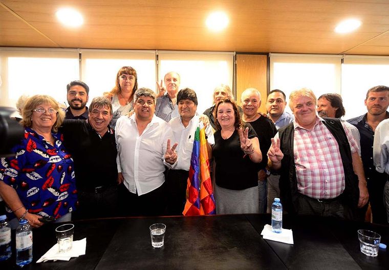 Pablo Moyano y Evo Morales. Foto: Télam