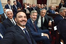 Alfredo Cornejo junto a Valdés, Frigerio y Poggi.&nbsp;