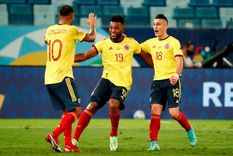 Borja celebrando en Colombia junto a Cardona y Borré Foto: Copa América Borja celebrando en Colombia junto a Cardona y Borré Foto: Copa América