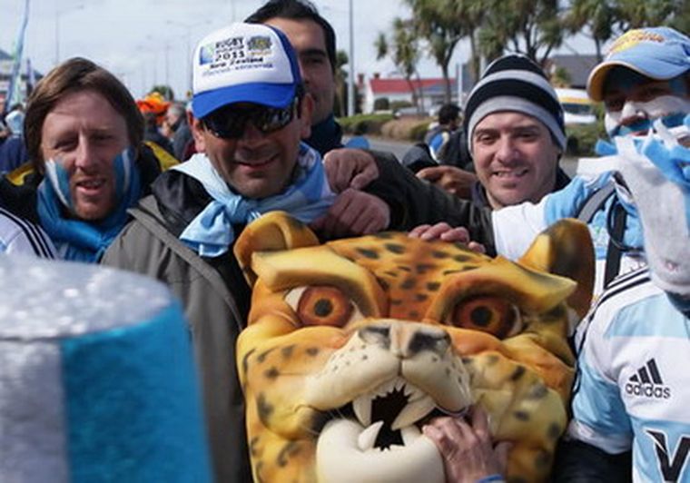 La hinchada de Los Pumas en Nueva Zelanda.