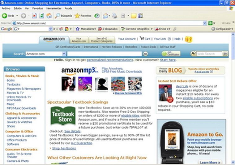 amazon.com es uno de los portales de mayor acceso para compras.