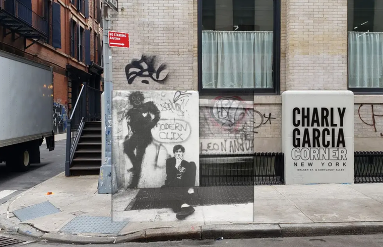 Charly García se sacó la foto de Clics Modernos en esta esquina de Nueva York Foto: Archivo