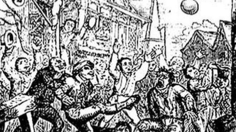 Los orígenes del fútbol son bastante violentos y varias prácticas estuvieron prohibidas en Inglaterra durante más de cinco siglos. Wikicommons Foto: Wikicommons