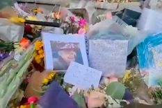 Al costado de una fuente en la que la gente le acercaba flores, fotos y mensajes de despedida, apareció un papelito que decía yo vi a River en la B y una simulación de firma de la reina Isabel II.