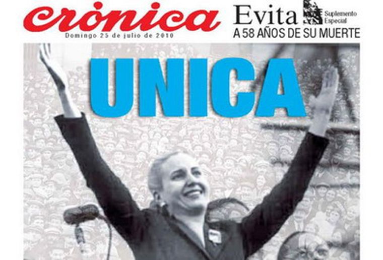 La tapa del suplemento dedicado a Evita. Foto: gentileza