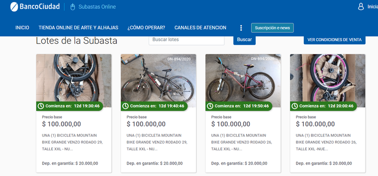 ARCA subasta bicicletas en buen estado. ARCA subasta bicicletas en buen estado.