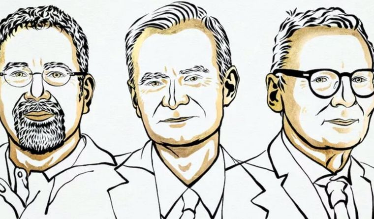 Daron Acemoglu, Simon Johnson y James Robinson, Nobel de Economía 2024. Foto: Real Academia de las Ciencias Sueca