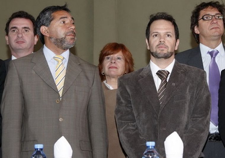 Racconto encabezó el acto en Las Cuevas en reemplazo de Jaque. Foto: Gentileza Ministerio Infraestructura