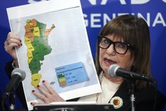 Patricia Bullrich en conferencia de prensa en el Senado.