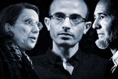 La economista y ex vicepresidenta de Costa Rica Rebeca Grynspan, el historiador y filósofo israelí Yval Noah Harari, y el historiador y antropólogo estadounidense Jared Diamond.