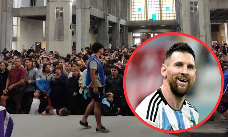 Lionel Messi congregó cientos de personas en el Santuario de la Virgen de San Nicolás sin asistir.