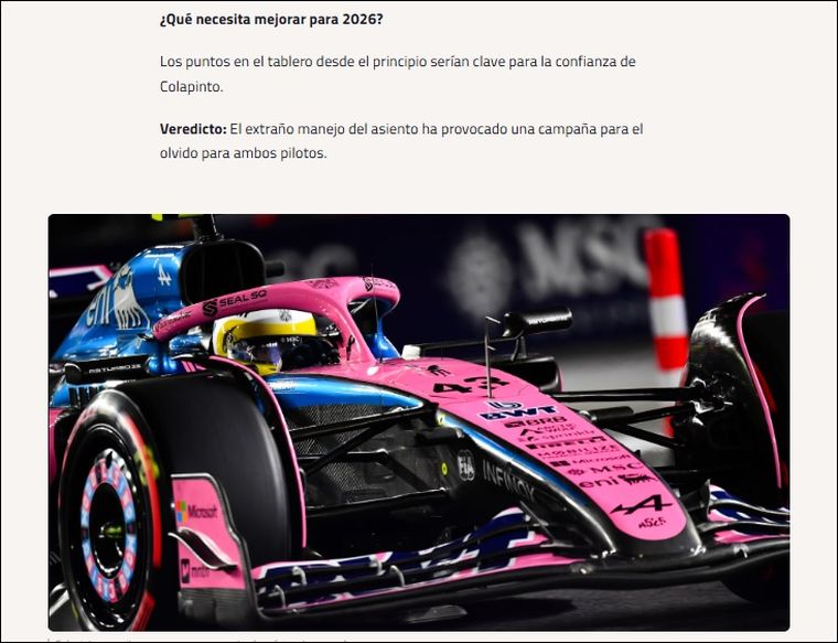 El sitio oficial de la Fórmula 1 analizó la temporada 2025 de Franco Colapinto. El sitio oficial de la Fórmula 1 analizó la temporada 2025 de Franco Colapinto.
