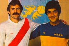 La tapa de la revista Goles con Eduardo Saporiti, defensor de River, y Carlos Córdoba, lateral del Xeneize, y el anuncio del proyecto para jugar un Boca-River en las Islas Malvinas, en plena guerra. Foto: revista Goles