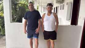 Carlos Rodelo (izq.) y Jorge Cubillos en un hotel de Kinshasa, capital de la República Democrática del Congo.