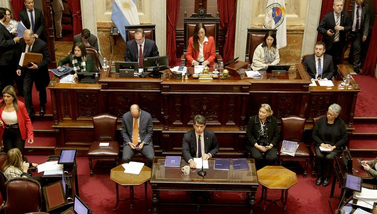 El ministro Posse en el recinto del Senado al dar su informe de gestión. Foto: NA