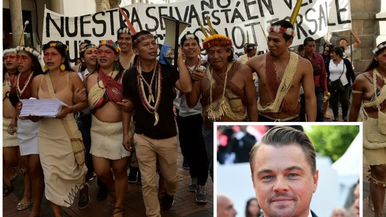 DiCaprio, a favor de la lucha indígena en la Amazonía. Foto: ElUniverso.