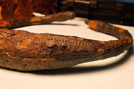 El raro brazalete vikingo, hallado en una zona pantanosa de la isla de Öland, permaneció oculto por más de mil años. Foto: Kalmar County Administrative Board