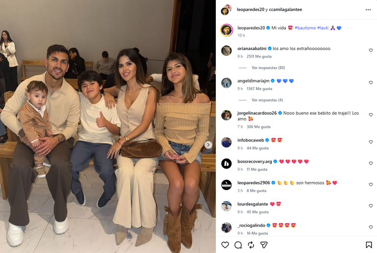 Leandro Paredes y su familia. Leandro Paredes y su familia.