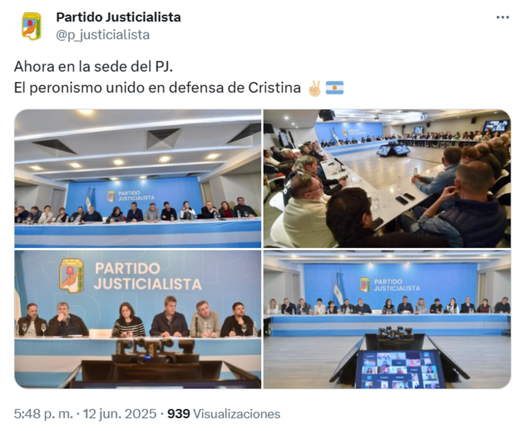 Ante la situación judicial de Cristina Fernández de Kirchner, el Partido Justicialista reunió a sus principales dirigentes. Ante la situación judicial de Cristina Fernández de Kirchner, el Partido Justicialista reunió a sus principales dirigentes.
