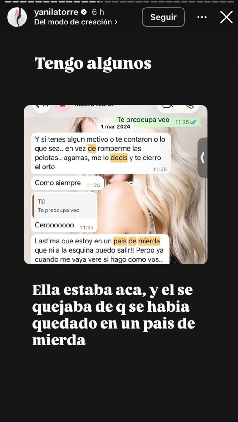 La conductora de Sálvese Quien Pueda filtró las conversaciones en sus historias de Instagram. La conductora de Sálvese Quien Pueda filtró las conversaciones en sus historias de Instagram.