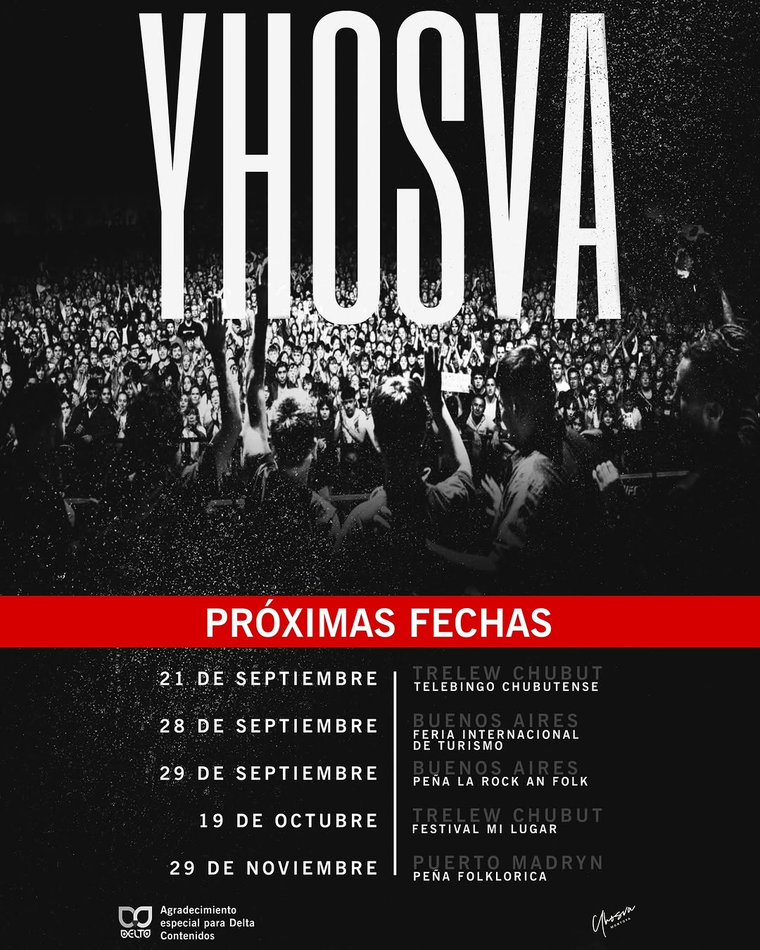 Los próximos shows de Yhosva. Créditos. Instagram Los próximos shows de Yhosva. Créditos. Instagram