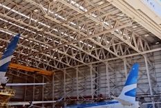 El nuevo avión de Aerolíneas Argentinas se encuentra en Ezeiza Foto: Captura de video