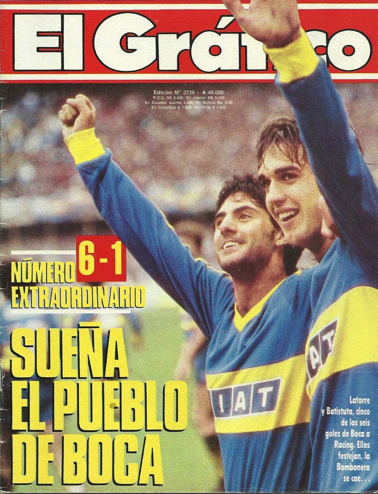 Batistuta y Latorre brillaron en el histórico 6-1 Foto: El Gráfico