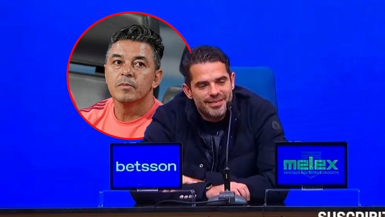 Gallardo fue aludido por una periodista en la conferencia de prensa de Gago. Foto: Captura TNT Sports y archivo