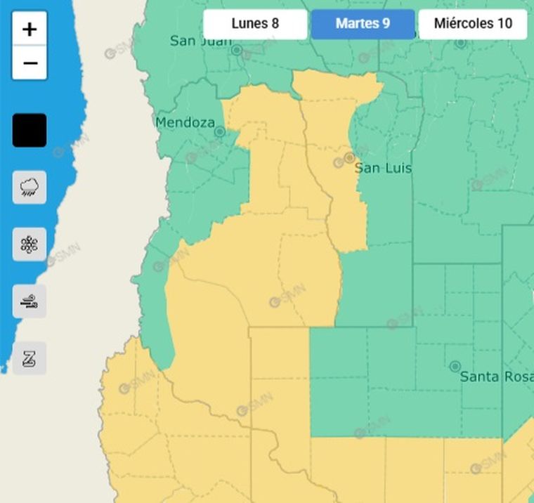 El SMN emitió un alerta por tormentas para este martes en distintas zonas de Mendoza. El SMN emitió un alerta por tormentas para este martes en distintas zonas de Mendoza.
