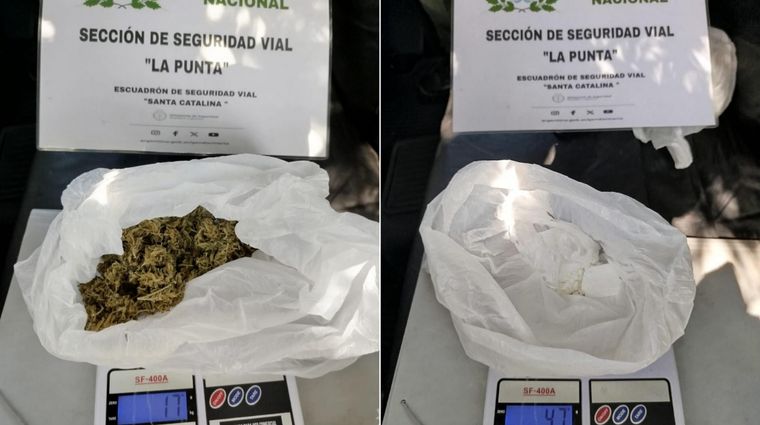Los efectivos de Gendarmería secuestraron cocaína y marihuana en el auto. Foto: Gendarmería Nacional