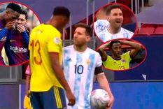 Messi y Yerry Mina fueron compañeros en Barcelona en la temporada 2017/18. Pero la buena onda se acabó en 2021, después de la semi de Copa América: Leo dejó de seguirlo en Instagram. Foto: captura TyC Sports y archivo