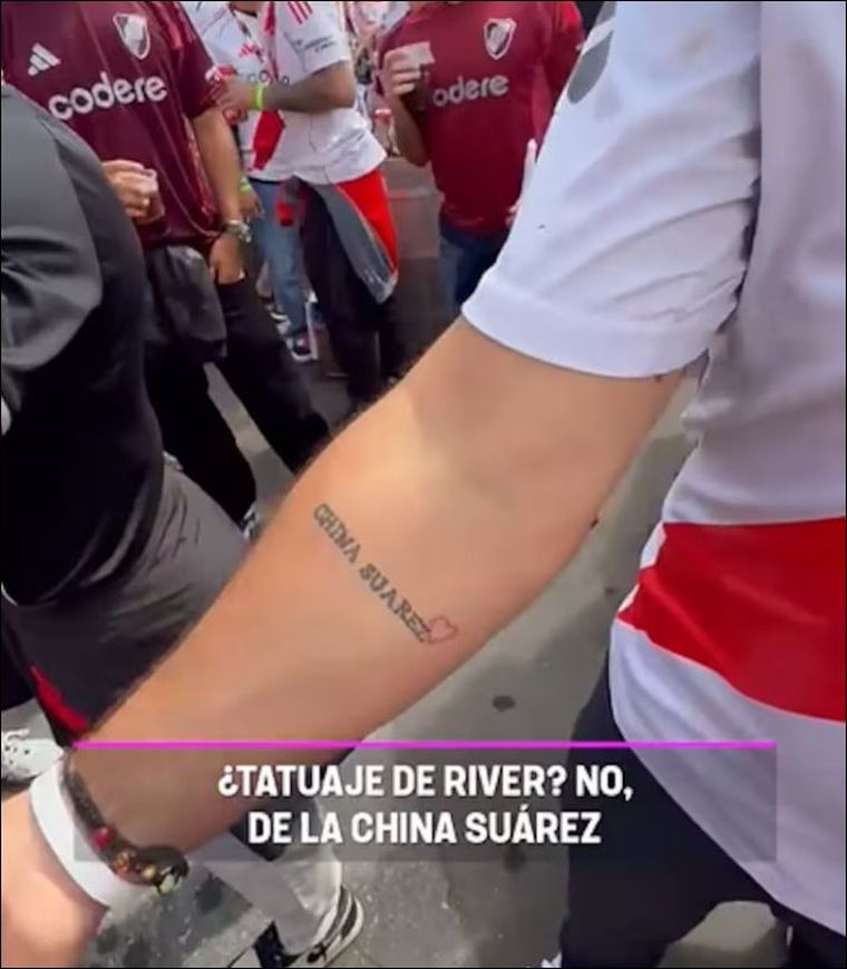 El tatuaje viral de la China Suárez en un hincha de River. Foto: Archivo El tatuaje viral de la China Suárez en un hincha de River. Foto: Archivo