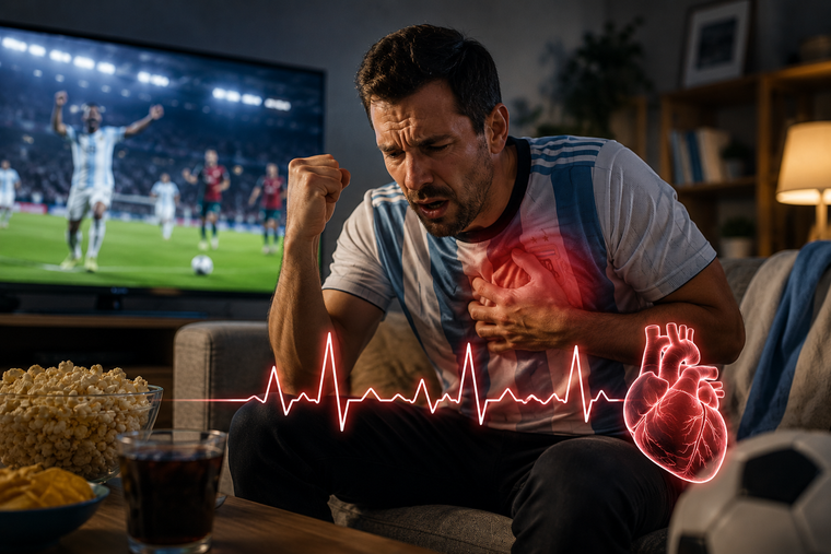 Cuando juega la Selección, las consultas cardíacas aumentan hasta un 20%. (Imagen generada con IA).