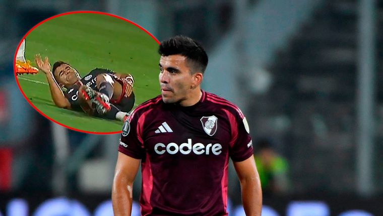 Acuña volvió a sufrir una lesión en River. Foto: River Plate y captura ESPN