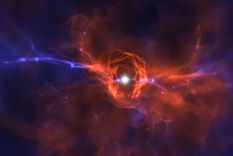 Esta simulación de cómo se vería una de las primeras estrellas se basa en datos astronómicos. Muchos de ellas eran más masivas que nuestro Sol y tuvieron una vida relativamente corta. Foto: RALF KAEHLER/TOM ABEL