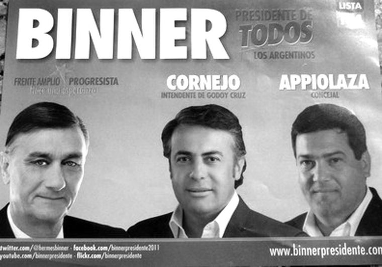 Binner, Cornejo y el primer candidato a concejal del FAP.