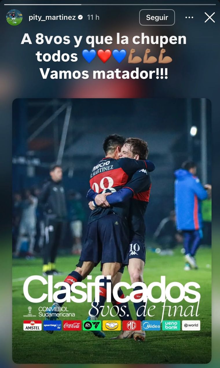 La historia de Instagram del Pity Martínez tras la clasificación de Tigre.