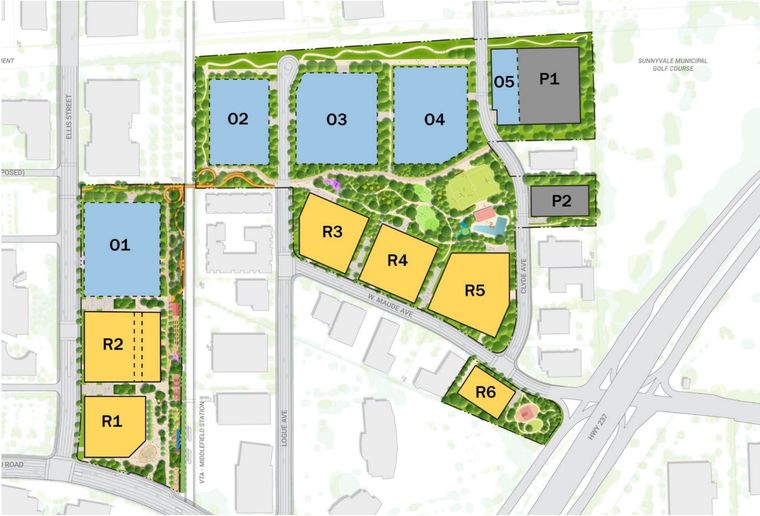 El compleo se divide en oficinas (celeste) y viviendas.(amarillo). Foto: https://www.unocero.com/n