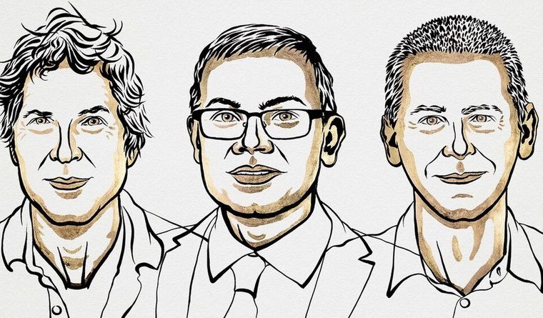 De izquierda a derecha: David Baker, Demis Hassabis y John M. Jumper. Foto: Efe.