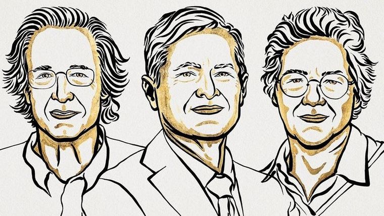 Pierre Agostini, Ferenc Krausz y Anne LHuillier Foto: ILL. NIKLAS ELMEHED © NOBEL PRIZE