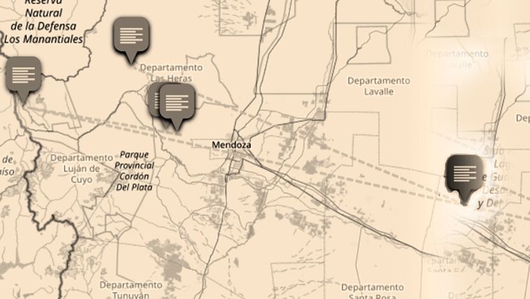 Las áreas que registró los sismos más fuertes de lo que va del año en Mendoza Foto: Storymap